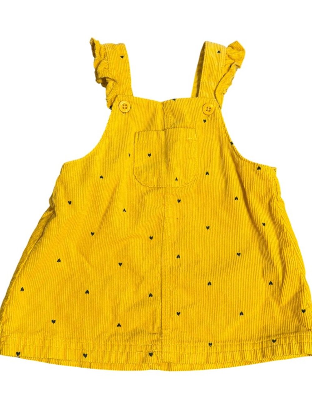 Carters Overall Dress Jumper Baby Girl Mustard Yellow Corduroy Mini Hearts Sz 6M